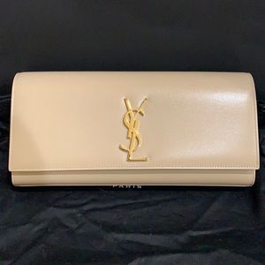 AUTHENTIC Saint Laurent Kate nude clutch.